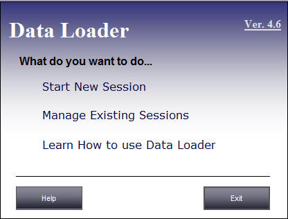 Data Loader Welcome Screen