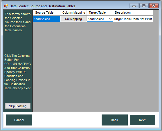 change columns and other options in data loader