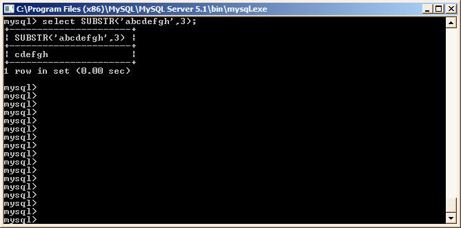 MySQL Substr Function Example5