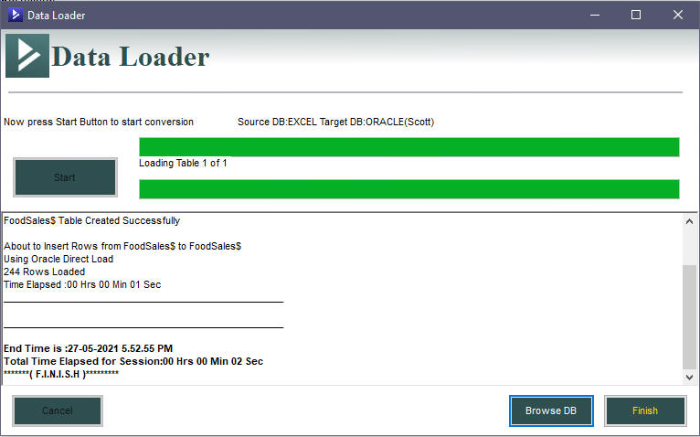 Start converting Excel to Oracle using data loader