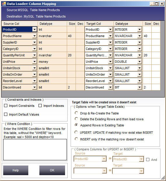 Column Mapping in Data Loader