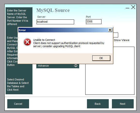 MySQL 8 connection problem