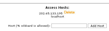 CPanel MySQL Databases screenshot