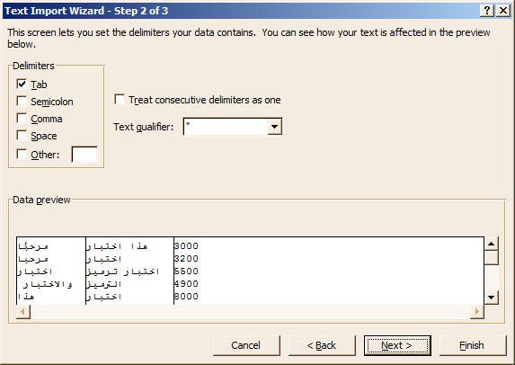 Import data into Excel step 2