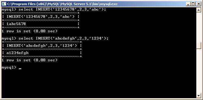 INSERT function in MySQL Example