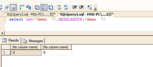 LEN and DATALENGTH function in MSSQL