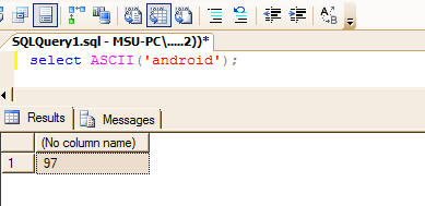 Another Example of MSSQL ASCII function