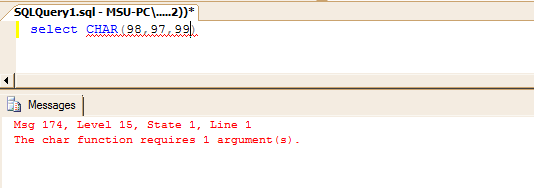 MSSQL Char Function example 2