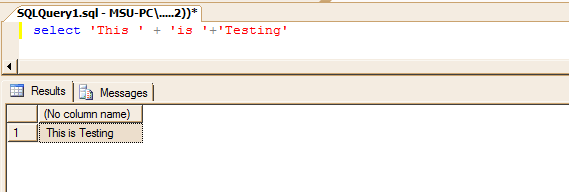 MSSQL + concatenate operator