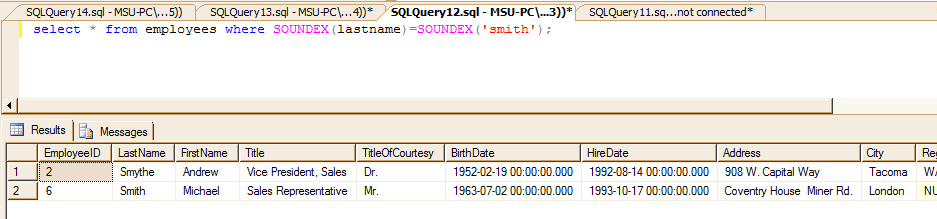 Soundex Function Example in MSSQL