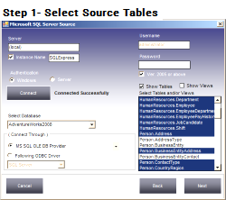 Select MSSQL tables for conversion