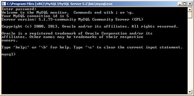 Create MySQL database prompt