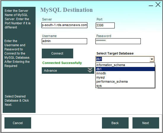 Connect to MySQL on cloud