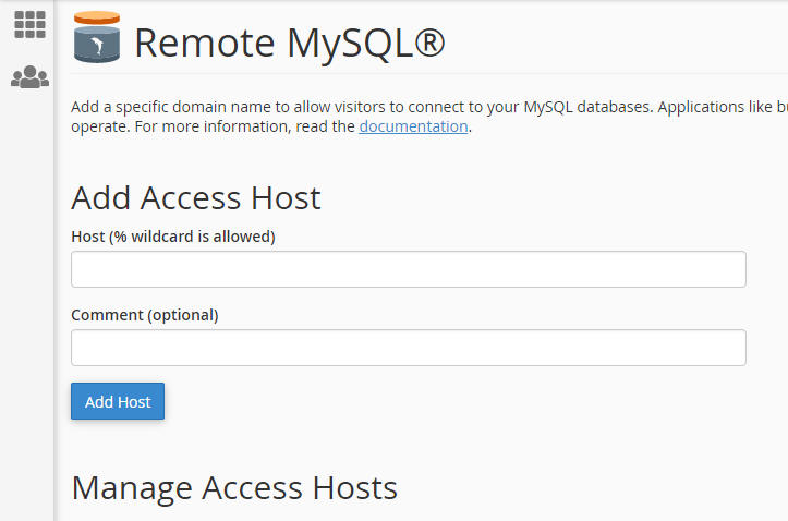 MySQL remote host entry