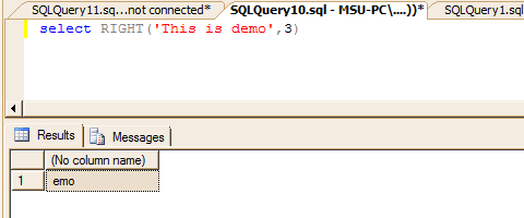 RIGHT Function in MSSQL