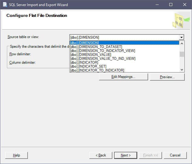 Select source table