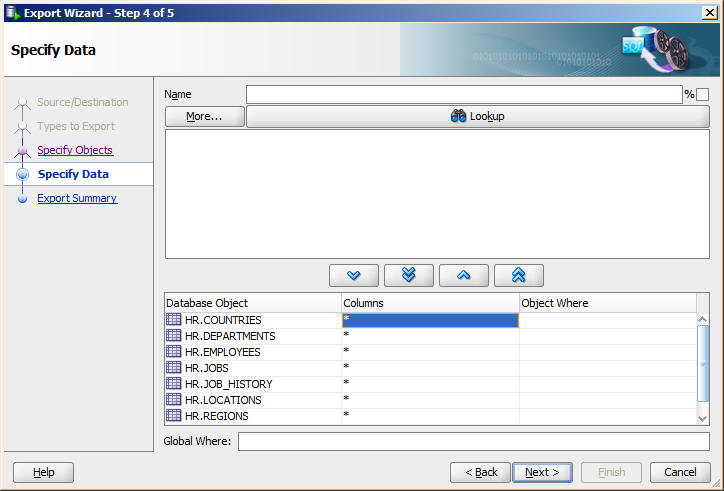 Select columns in SQL Developer