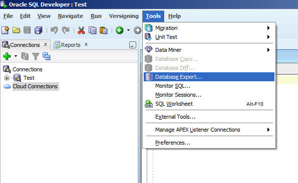 SQL Developer database export