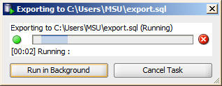 Oracle database export execution