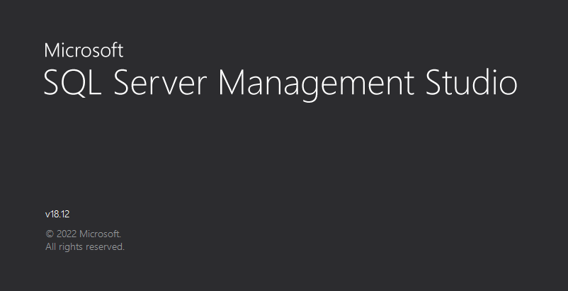 SSMS welcome screen