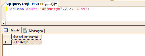 MSSQL STUFF function example