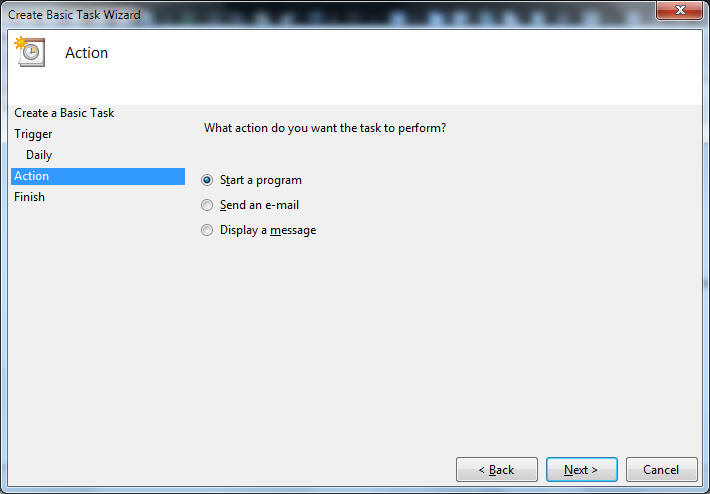 Task Scheduler action