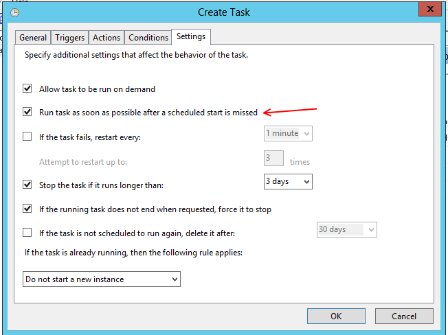 Task Scheduler settings