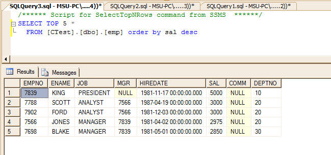 TOP n query in MSSQL