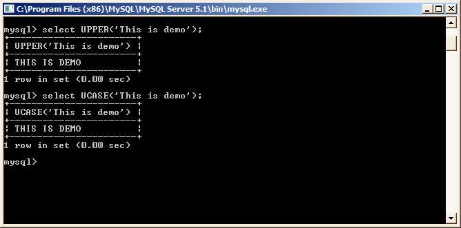 UPPER function in MySQL