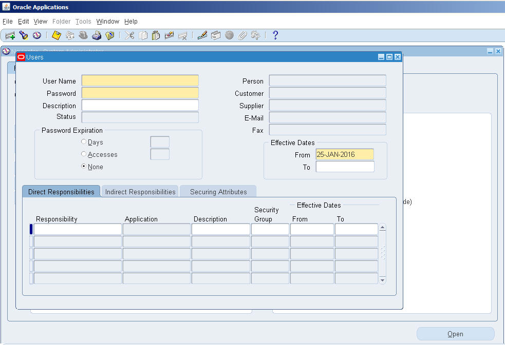 Data Loader: Users Form in Oracle EBS R12