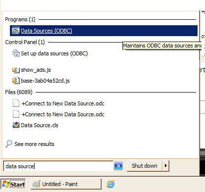 Windows Run command for ODBC Data Sources